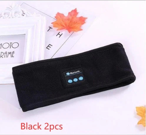 Wireless Bluetooth headband in multiple colours, featuring knitted fabric, built-in microphone and long-lasting battery for outdoor fitness and yoga activities.