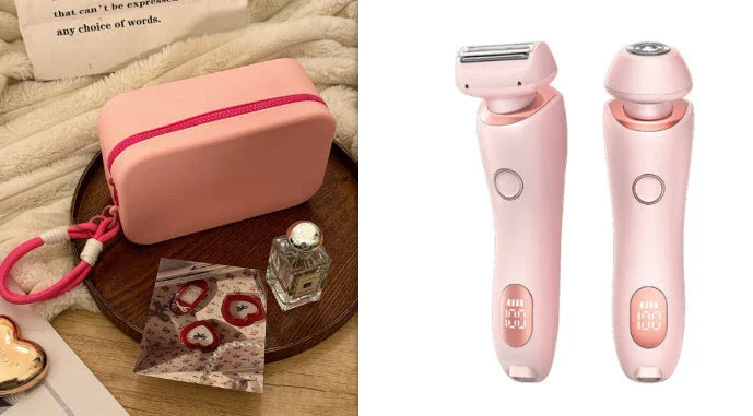 Rechargeable electric shaver for women with dual-head design for whole-body and precision hair removal