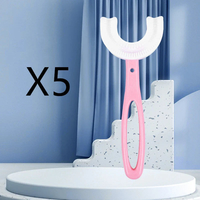 U-Shaped Soft Rubber Toothbrushes for Kids in Vibrant Colors