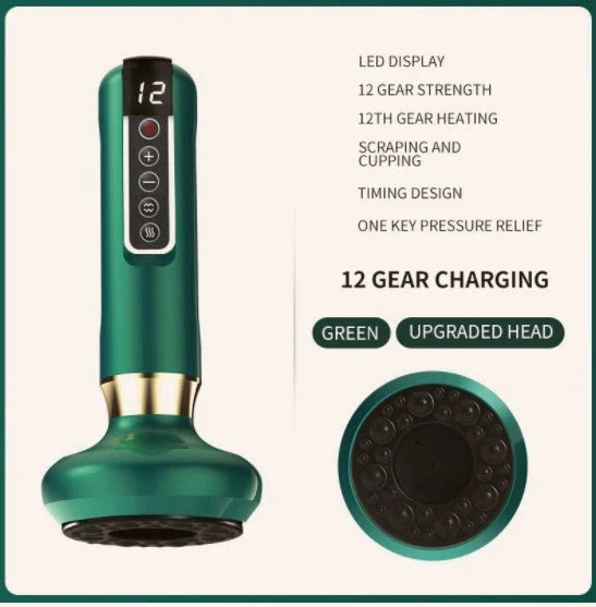 Electric Massage Body Cupping Set with 12 Adjustable Suction Levels, Infrared Heating, and One-Touch Pressure Relief for Relaxation, Slimming, and Anti-Cellulite Benefits