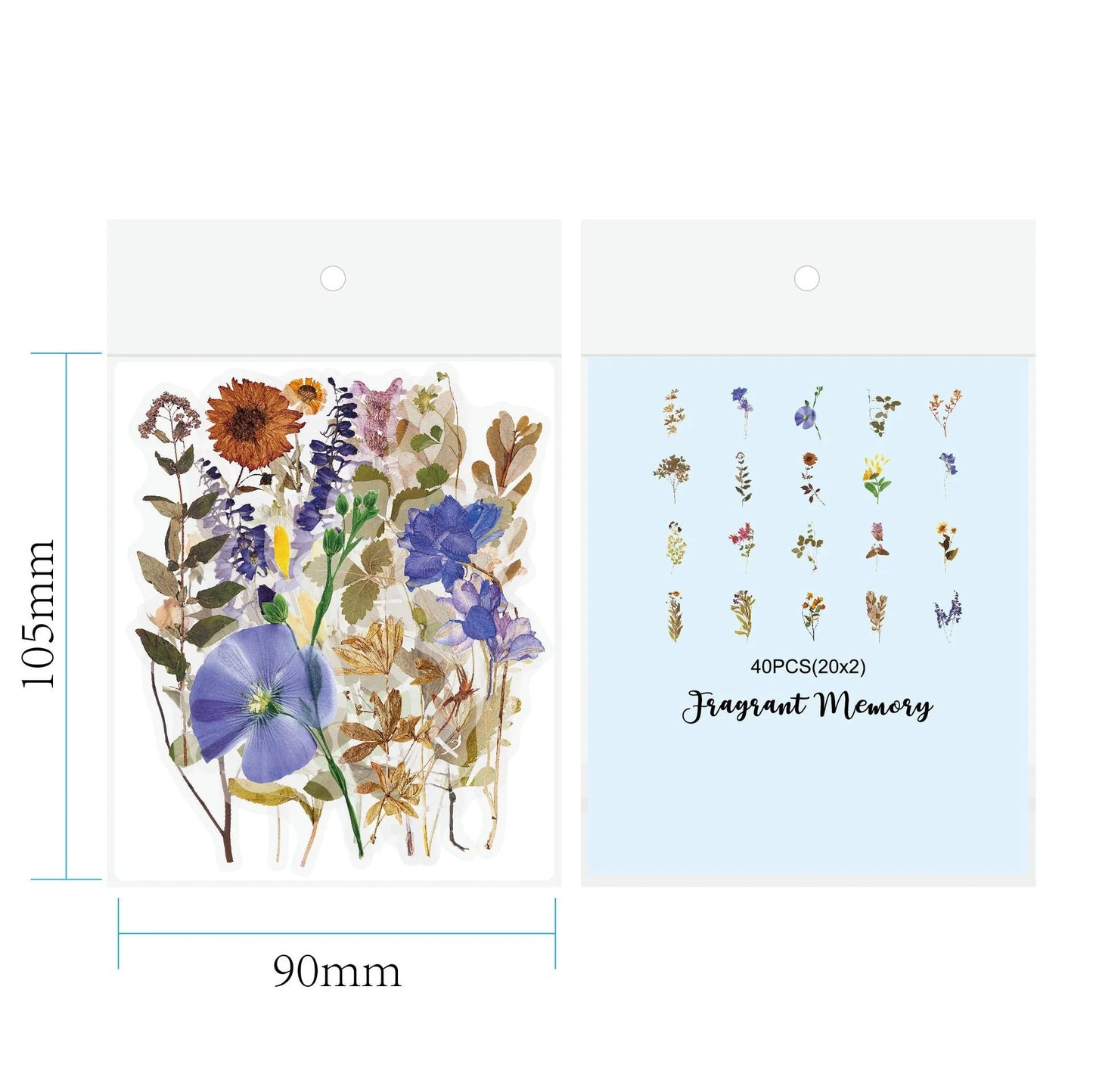 Enchanting collection of transparent floral, mushroom, and fern stickers for DIY crafting and design