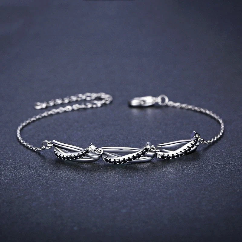 Black zircon creative ring bracelet for women, elegant anniversary gift
