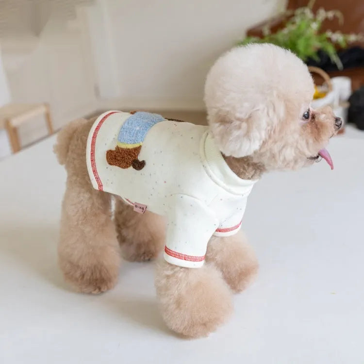 White brushed teddy pet hoodie for dogs and cats, sizes 2XS to 3XL, casual autumn winter homewear