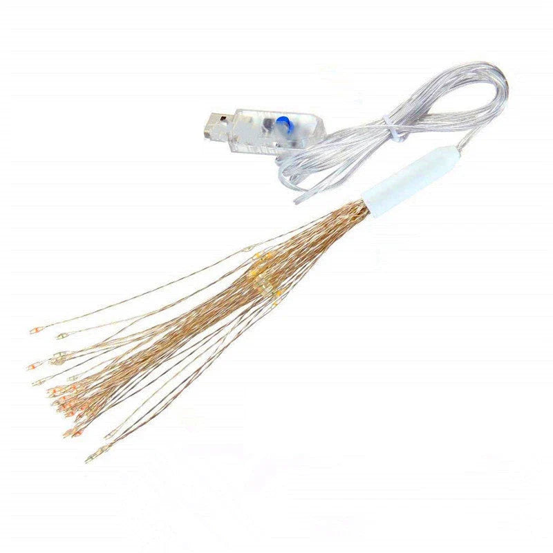 Mesmerizing multicolor LED light string with a fireworks-inspired design, perfect for holiday and party decor.