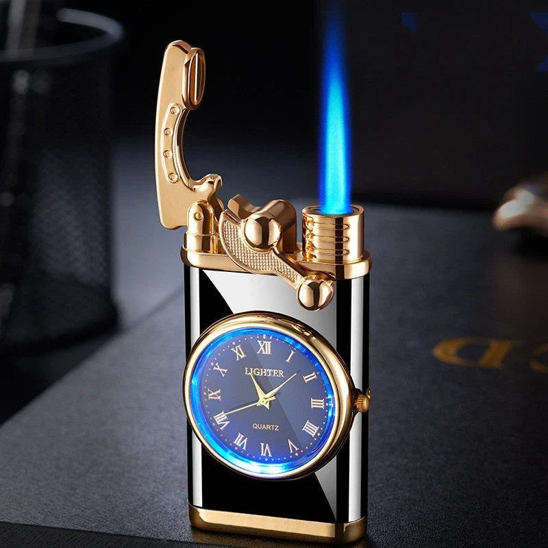 Multipurpose Butane Lighter and Wrist Watch Combo with Adjustable Flame, Durable Construction, and Stylish Design