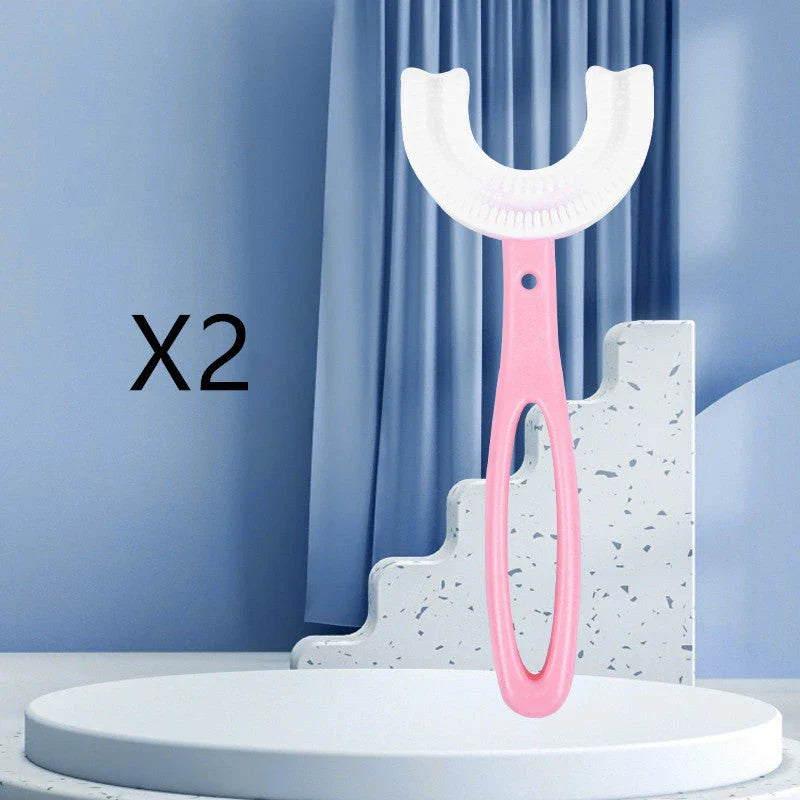 U-Shaped Soft Rubber Toothbrushes for Kids in Vibrant Colors