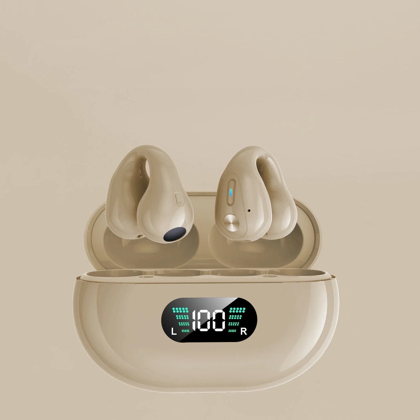 Bone conduction Bluetooth earphones with powerful bass, comfortable ear clip design, and long-lasting battery life