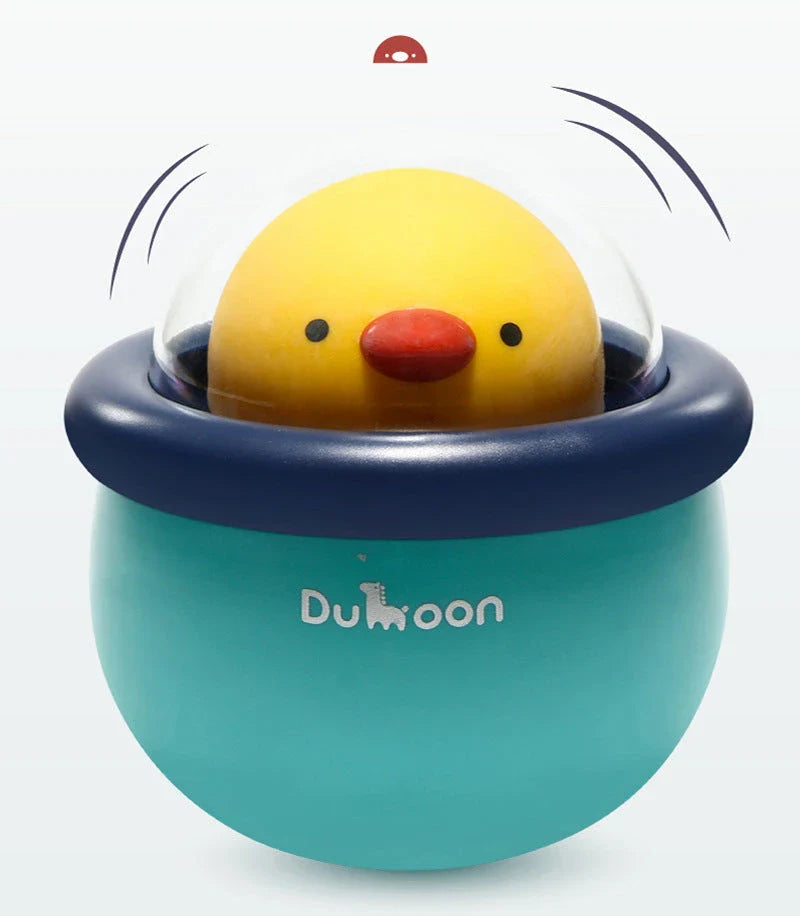 A colourful rattle tumbler toy with a built-in bell, designed to captivate and stimulate a baby's senses during play