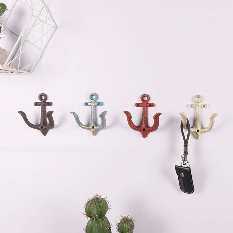 Industrial wrought iron wall hooks for coats and hats in various colours