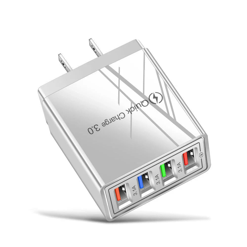 Powerful 4-Port USB Wall Charger with Quick Charge 3.0 for Phones and Tablets