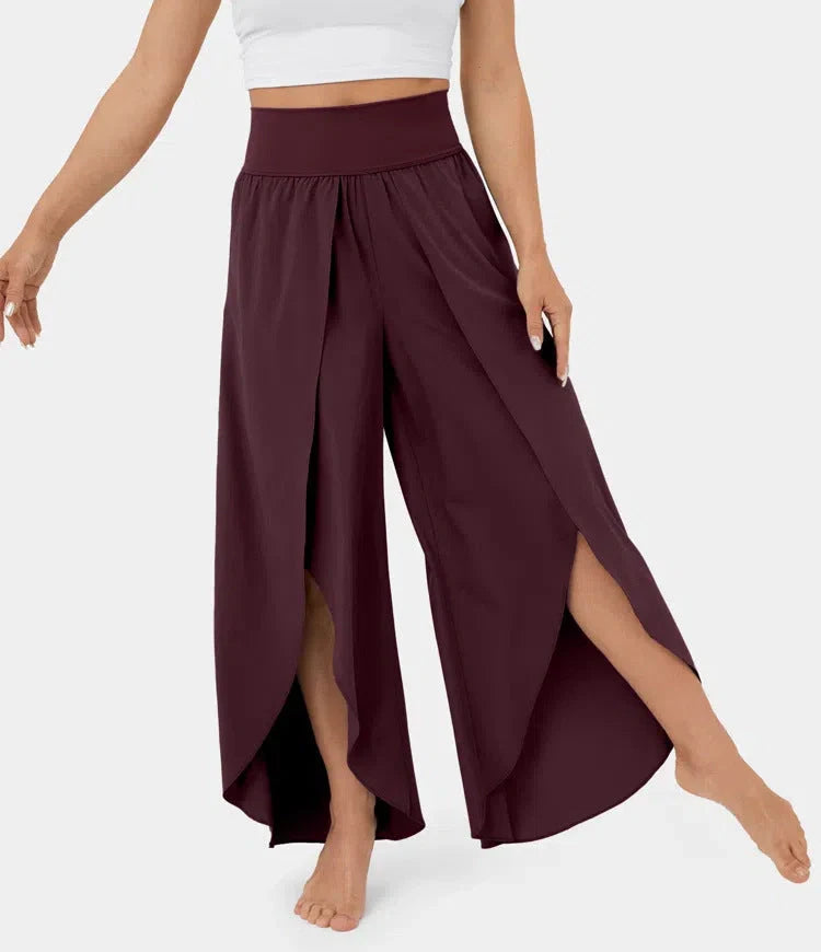 Women's summer high waist loose split yoga pants in various colours