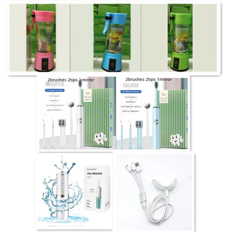 Portable USB rechargeable mini blender with 6 stainless steel blades, perfect for making smoothies on the go