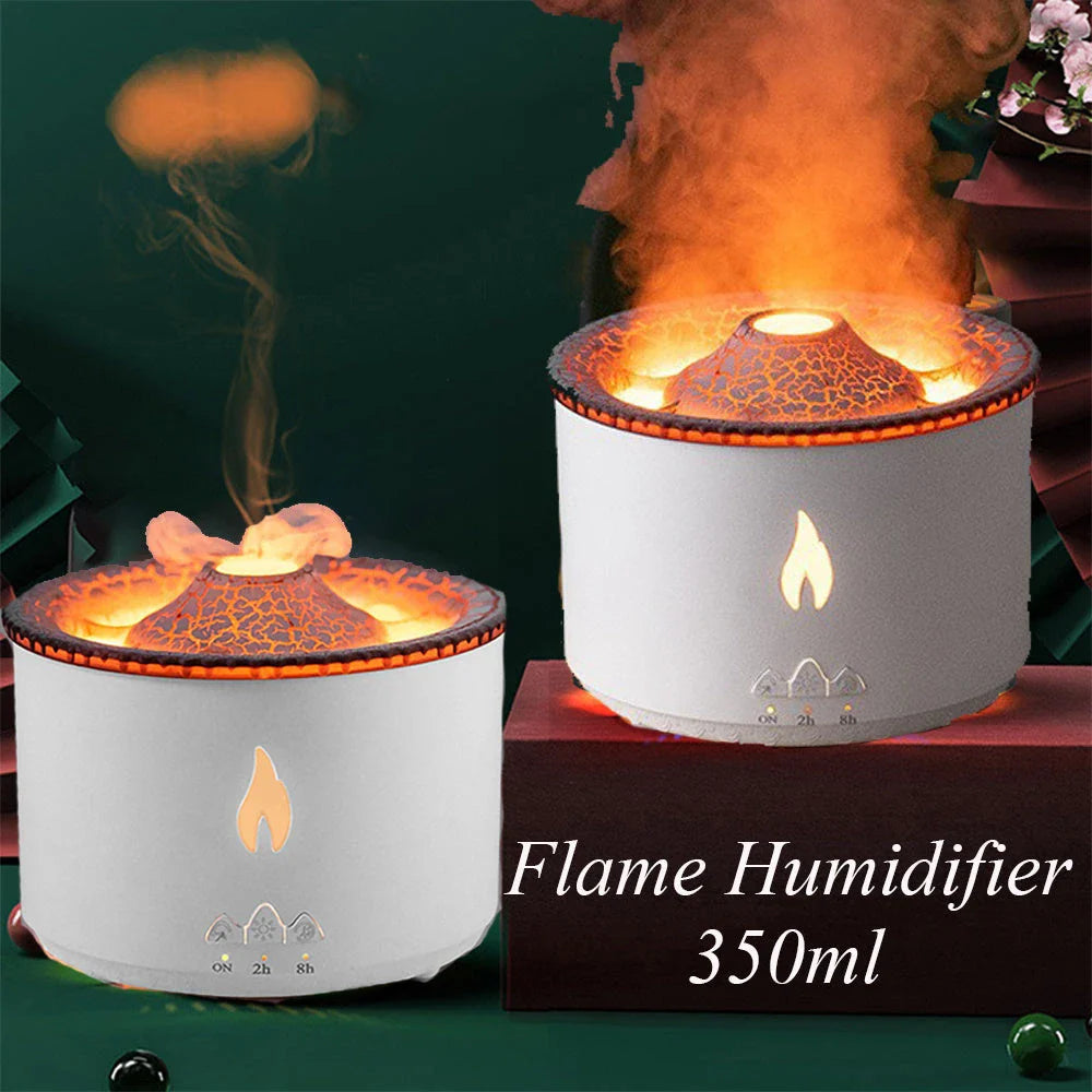 Ultrasonic essential oil humidifier with mesmerizing flame and jellyfish smoke ring effects, ideal for creating a soothing and relaxing atmosphere in any home or office.
