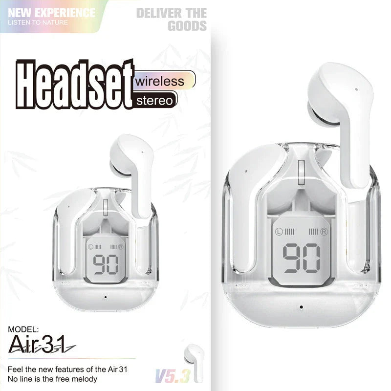 Wireless Bluetooth Earbuds with Digital Display, Noise Reduction, and Long Battery Life