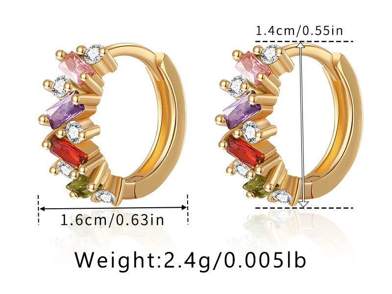 Elegant leaf design zircon emerald ear clips in 18K gold