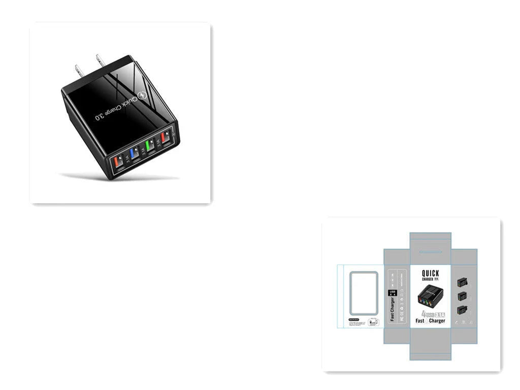 Powerful 4-Port USB Wall Charger with Quick Charge 3.0 for Phones and Tablets