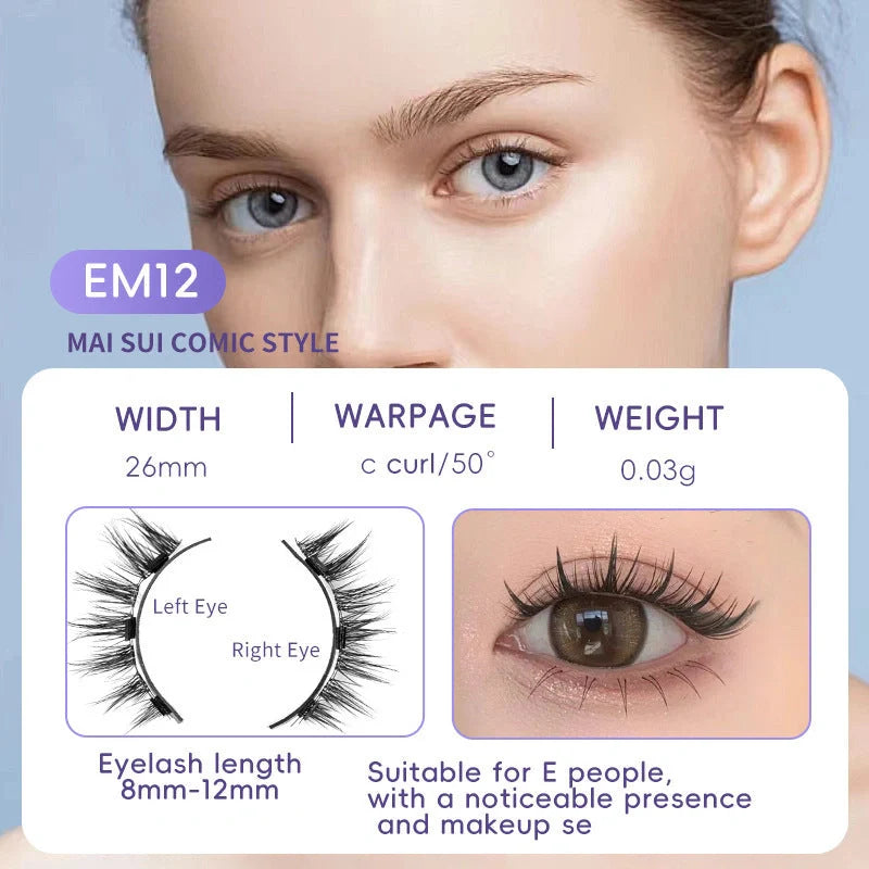 Luxurious magnetic suction false eyelashes in super soft mink hair for a natural look