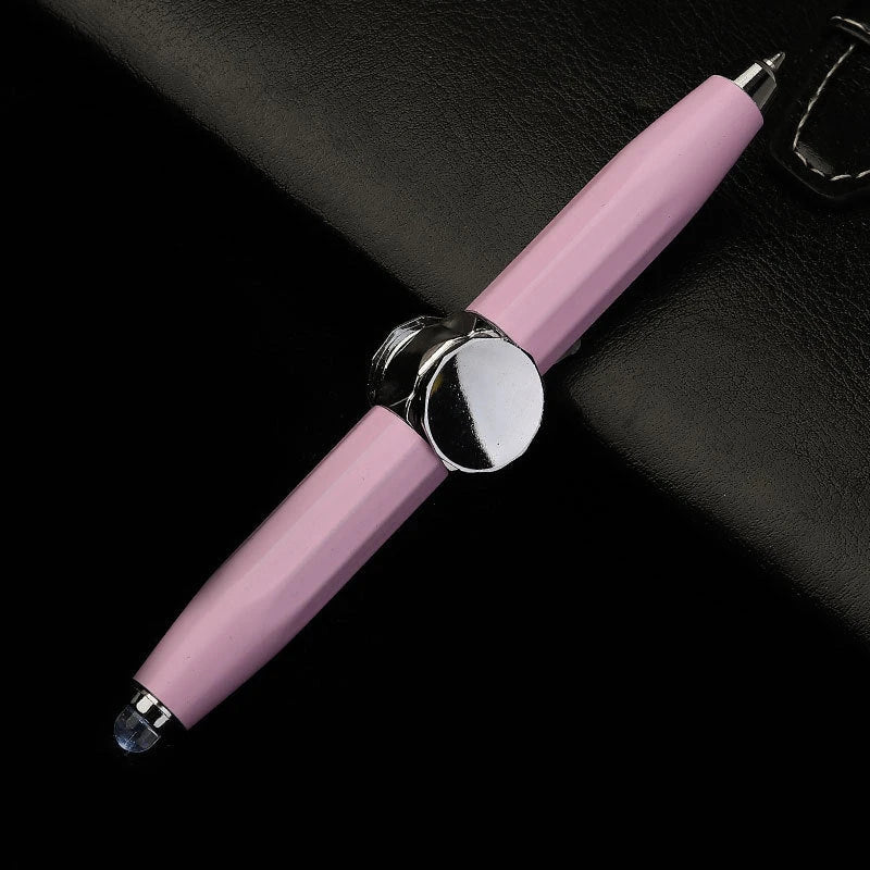 Versatile LED-powered gyro ballpoint pen with a mesmerizing spinner for stress relief and improved productivity