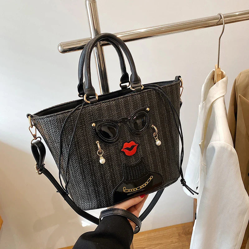 Homeenjoy_UK Fashion Cartoon Straw Shoulder Messenger Bag