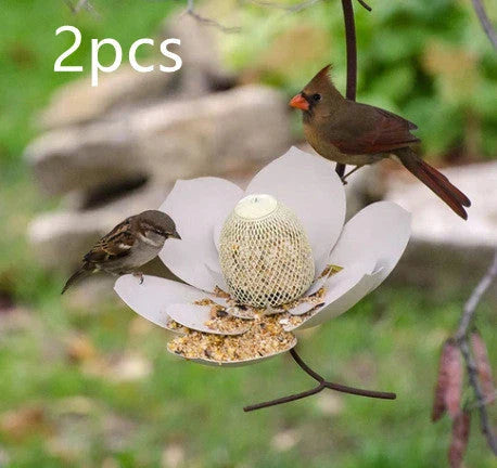 Petal-shaped bird feeder in various colours, designed to attract and delight birds in the garden