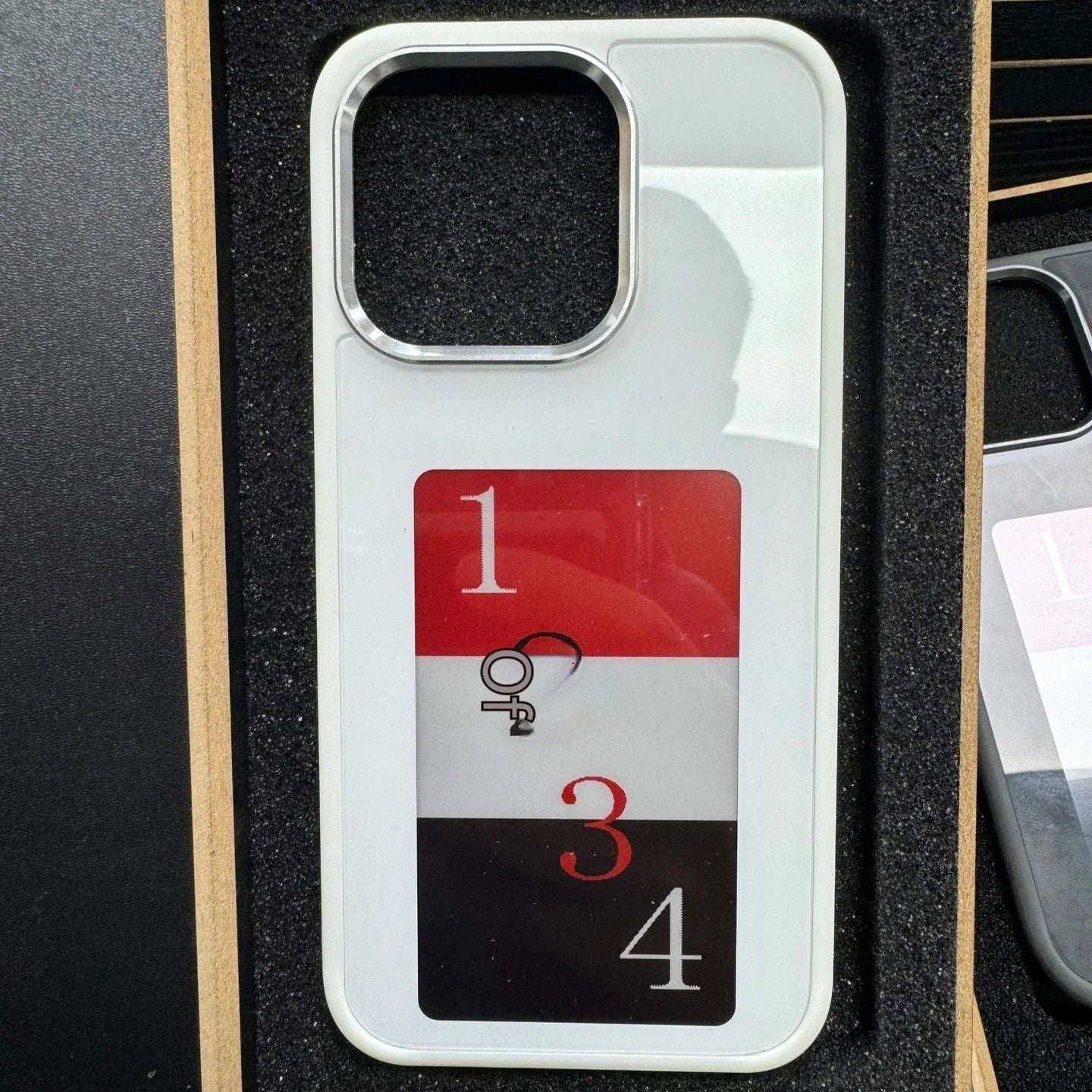 Customizable E-Ink phone case with personalized screen projection, compatible with various iPhone models