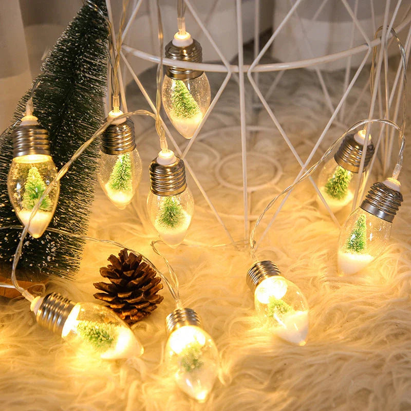 Battery-powered LED string lights in a bottle shape, suitable for Christmas tree, stair, and indoor holiday decorations