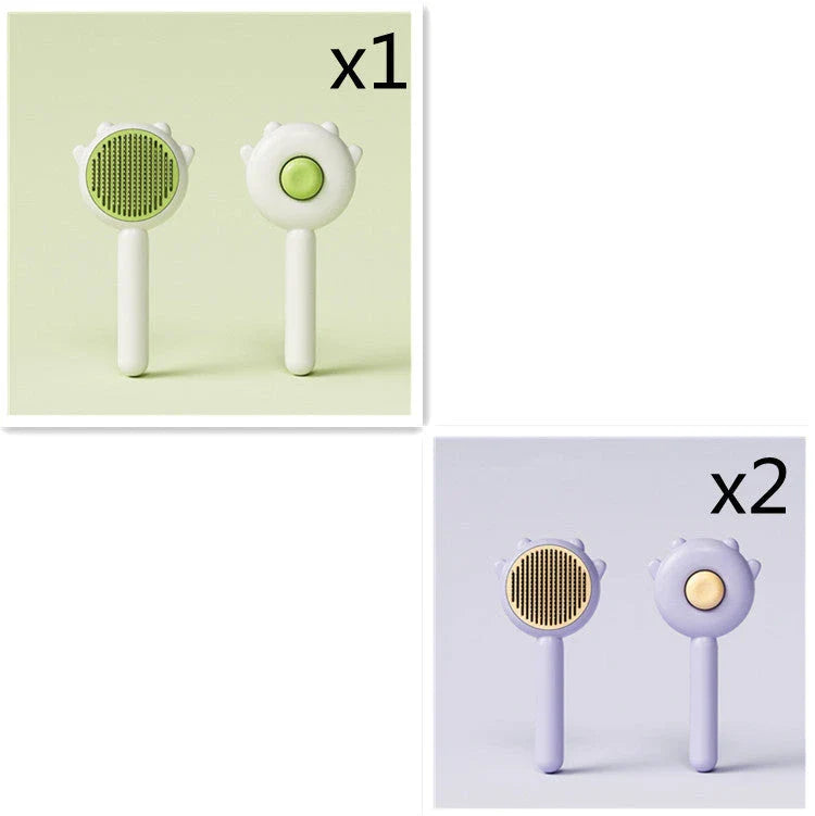 Premium pet grooming brush featuring dual-action hair removal and soothing massage for cats and dogs