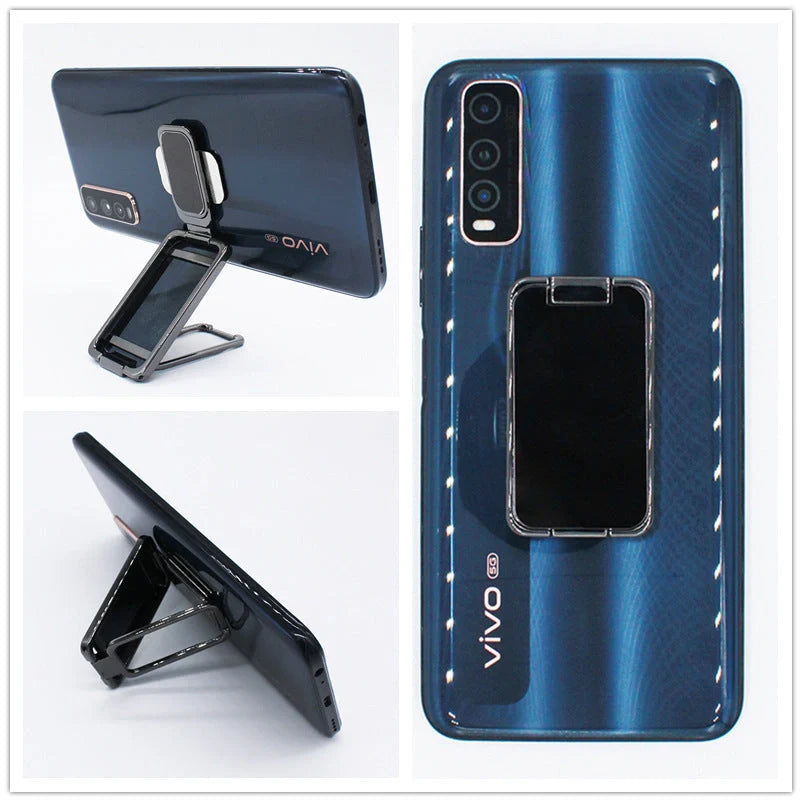 Adjustable magnetic phone stand for desk and car use, compatible with all smartphones and tablets