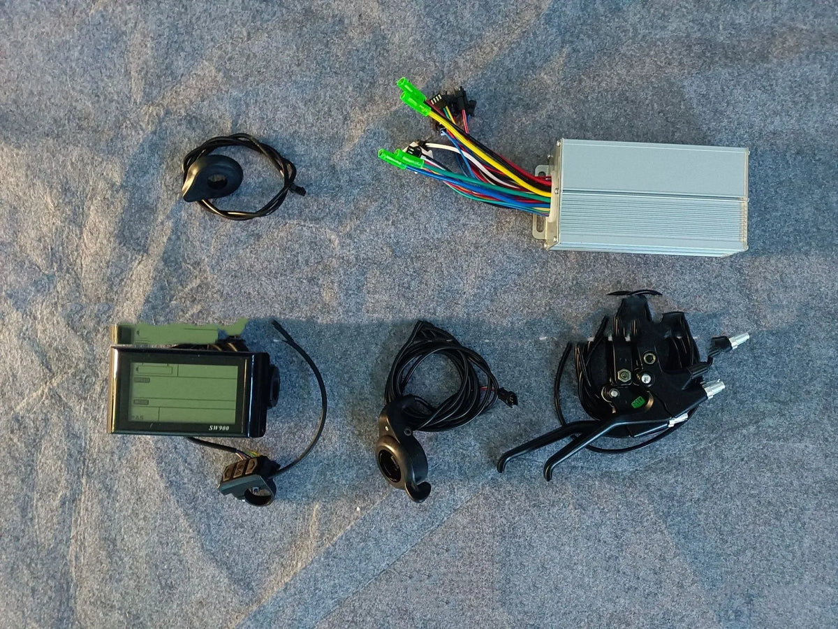 Black 36V 250W electric bicycle conversion kit with motor, controller, handlebar and brake lever
