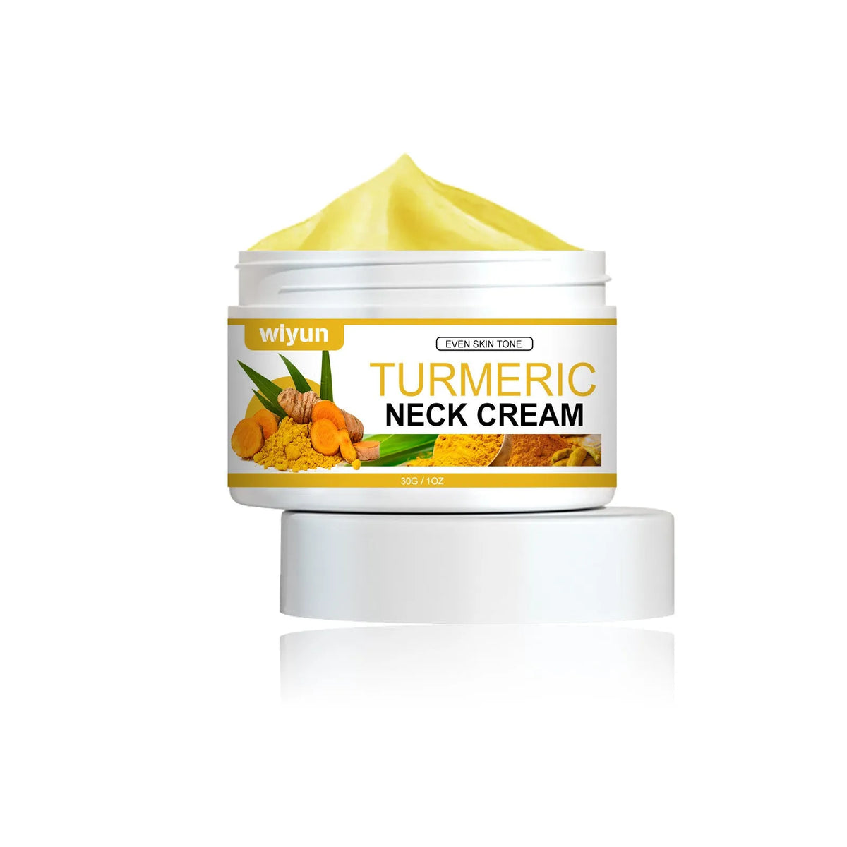 30g turmeric neck cream container for neck line treatment with hyaluronic acid and collagen