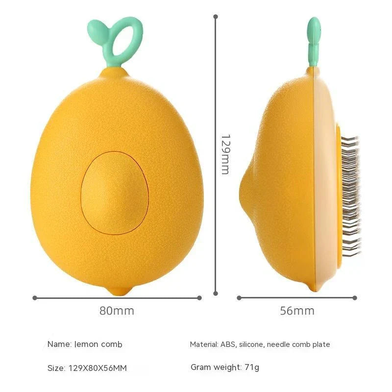 Plush avocado-shaped pet grooming brush with massage function for cats and dogs