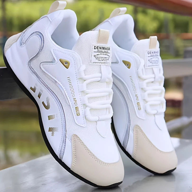 Stylish lace-up sneakers with colorblock design, breathable mesh, and non-slip sole for active men