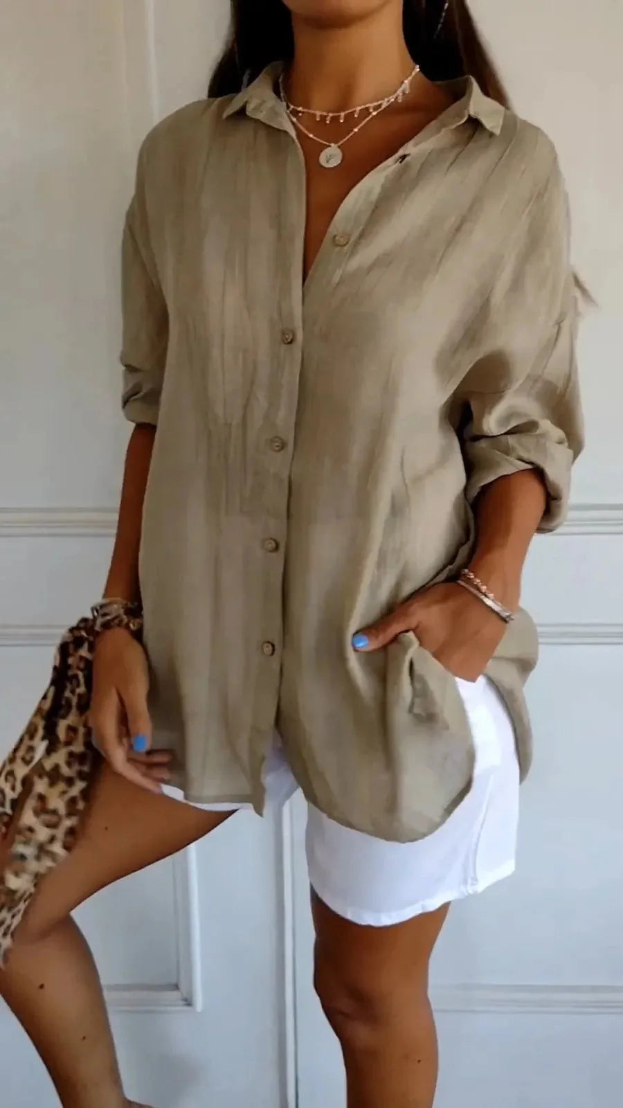 Stylish Women's Long Sleeve Pleated Shirt in various colours