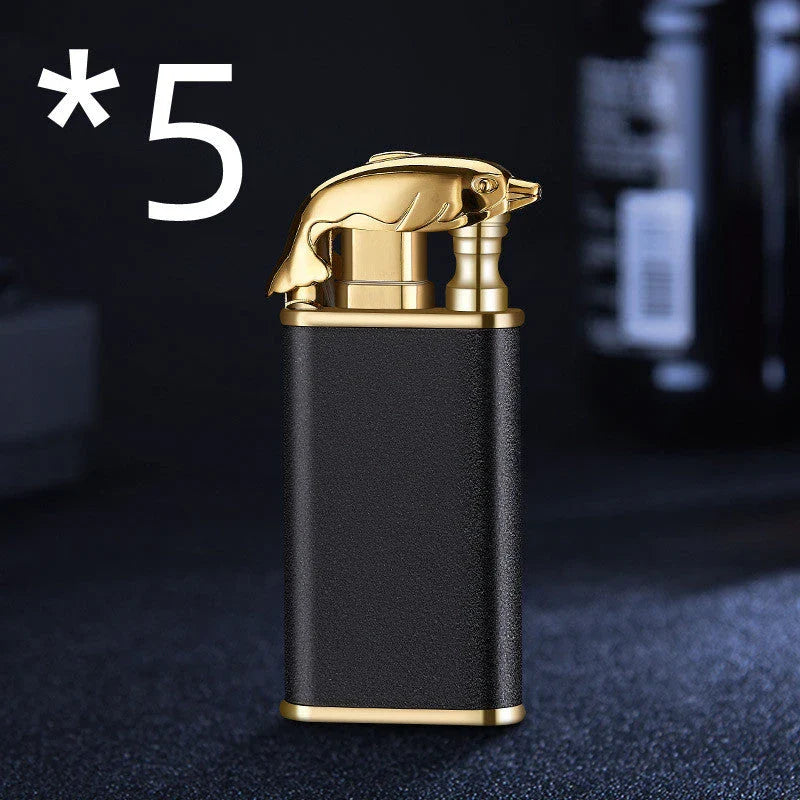 Sleek flame lighter with captivating marine-inspired designs, featuring a powerful dual-flame system for versatile outdoor use