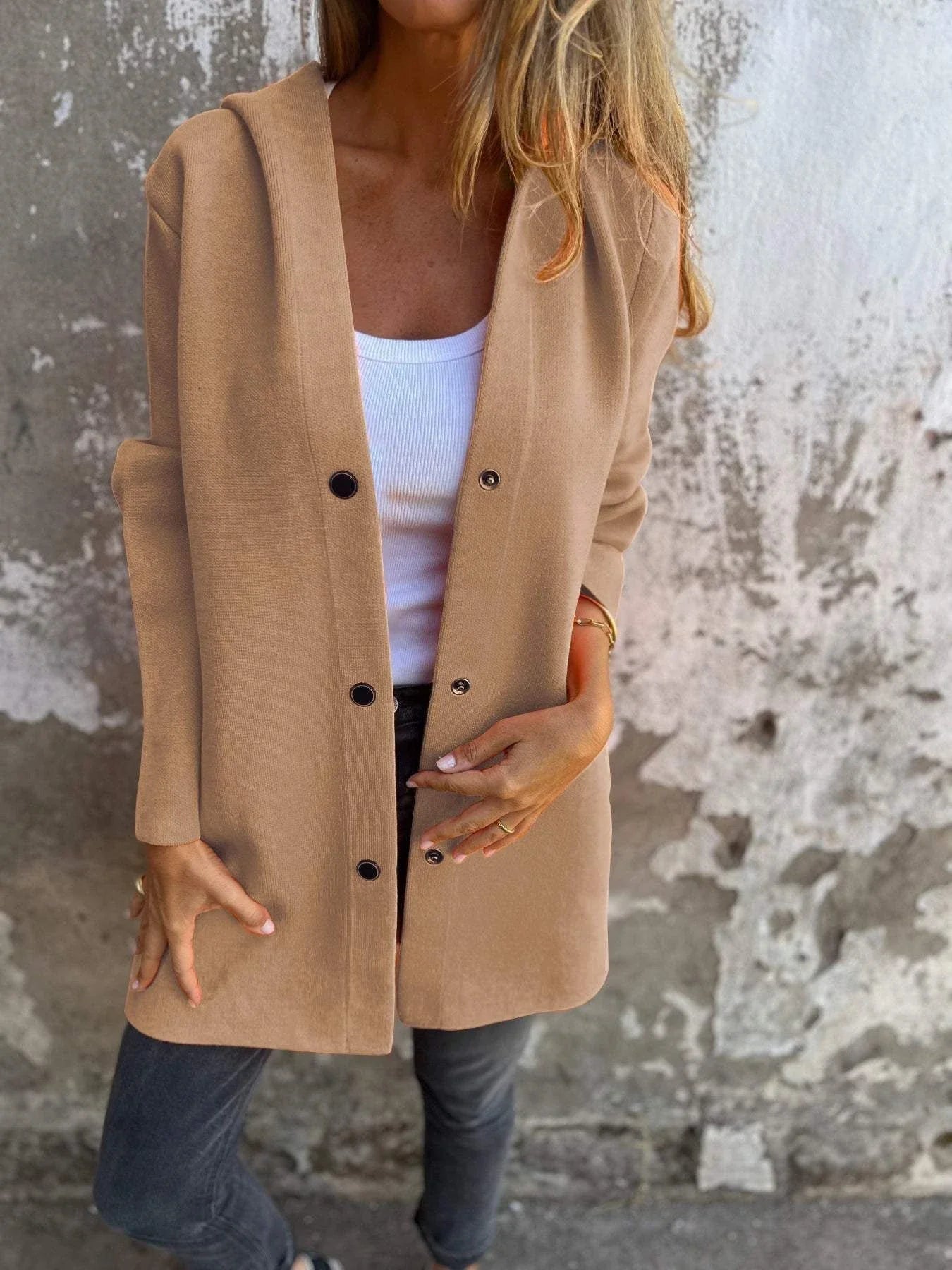Cozy hooded cardigan jacket in various colors, featuring a relaxed fit and soft, premium polyester fabric for maximum comfort and style.