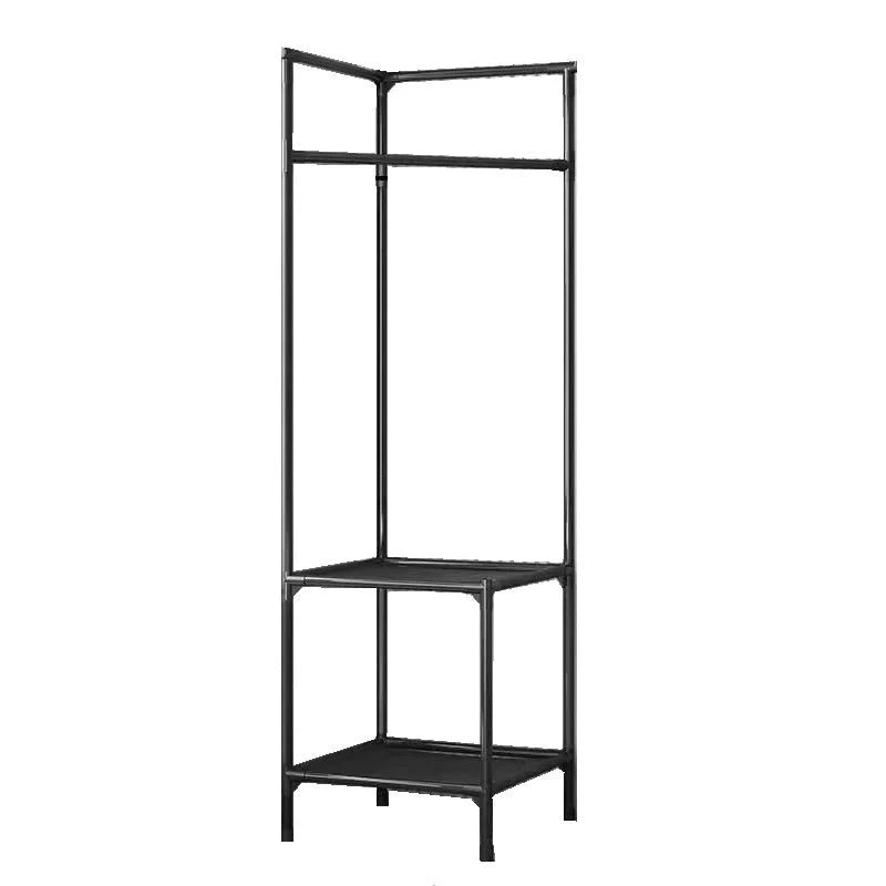 Modern stainless steel corner coat rack with multi-layer design and hooks