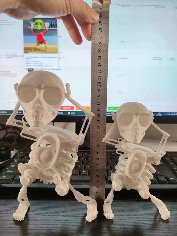 Customizable 3D Skull Desktop Toy with Gravity-Defying Design, Available in White, Pink and White, Red and Green, and Purple and White Color Options