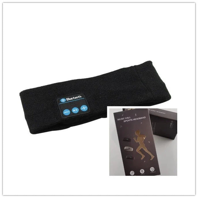 Wireless Bluetooth headband in multiple colours, featuring knitted fabric, built-in microphone and long-lasting battery for outdoor fitness and yoga activities.