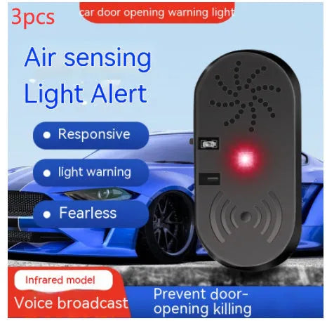 Black ABS car door open reminder alarm with infrared sensor and USB connection