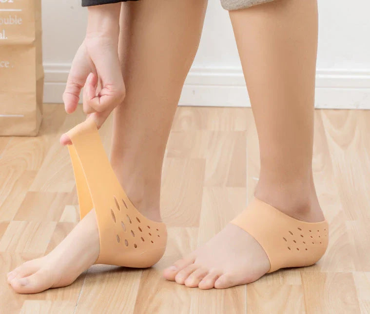 Discreet silicone heel height booster insoles in various colours and sizes for men and women