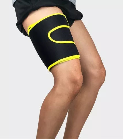 Kewlioo Neoprene Sauna Thigh Trimmer in black, yellow, red, and blue with adjustable side codes