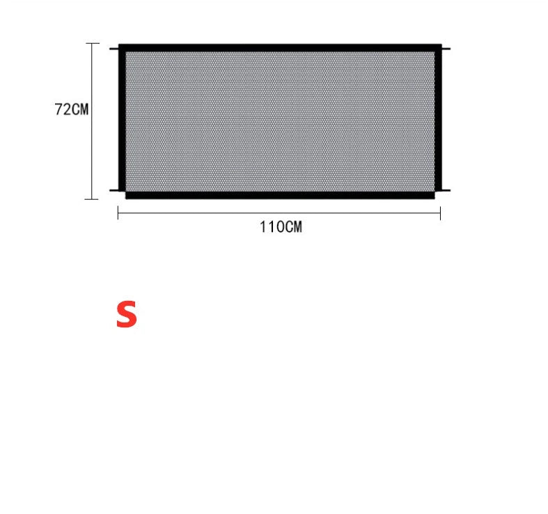 Durable nylon pet gate with foldable design for indoor use, creating a safe and secure play area for pets.