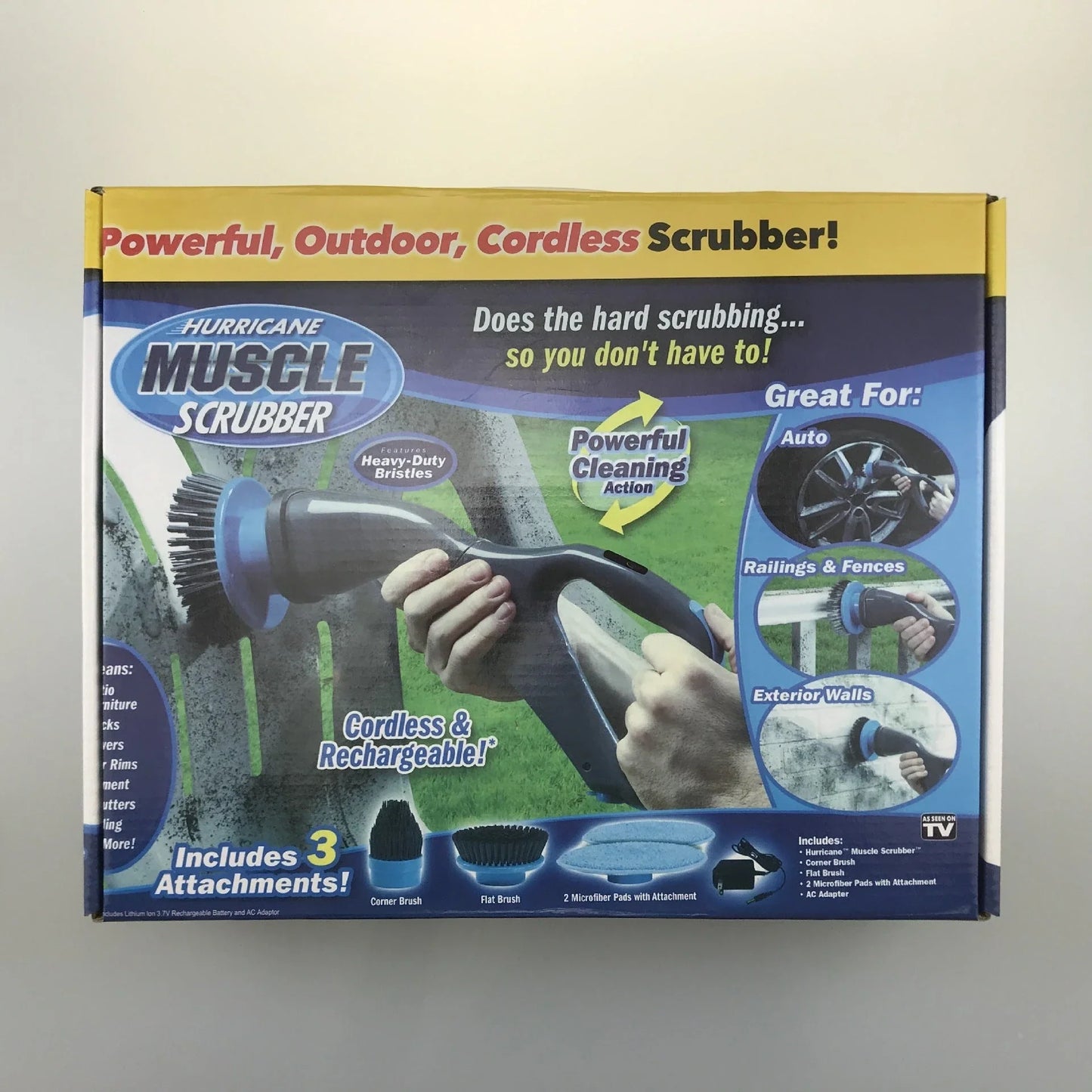 Heavy-duty electric cleaning scrubber with powerful 100-watt motor for efficient whole-home surface cleaning