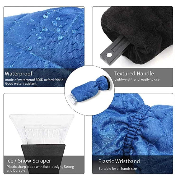Two premium ice scrapers in blue color, designed for efficient snow and frost removal from car windshields
