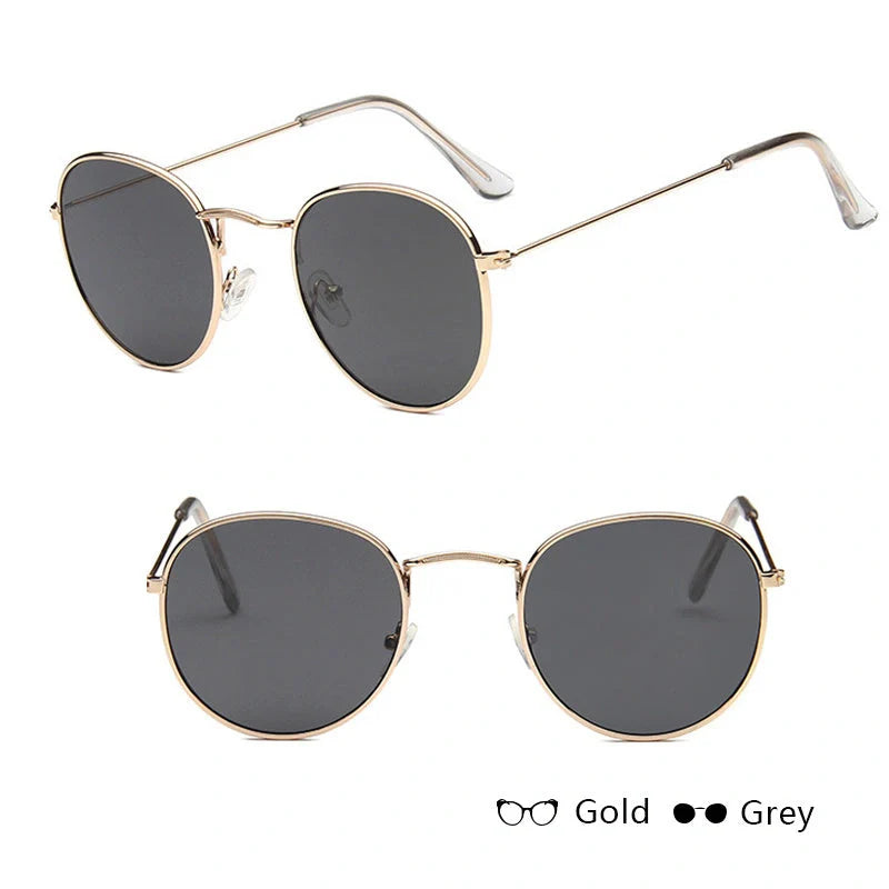 Stylish retro sunglasses for women with metal frame and glass lenses