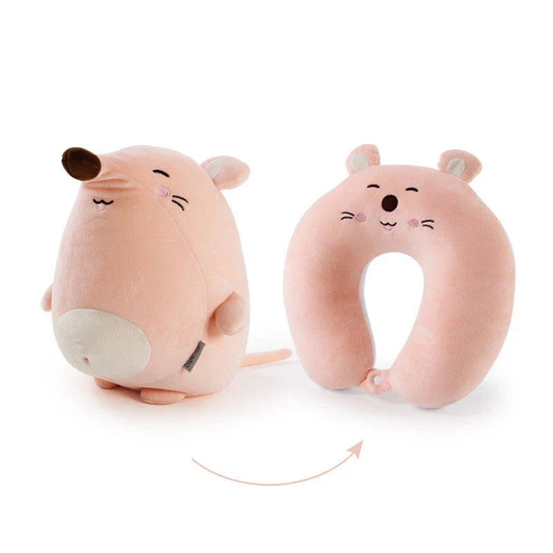 A soft and cozy penguin-shaped neck pillow with a unique U-shaped design for customized neck and shoulder support.