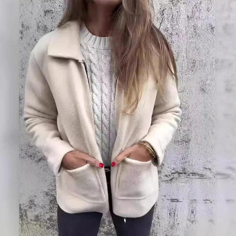 A stylish zipped jacket with a contemporary lapel design, multiple pockets, and a selection of timeless colour options.