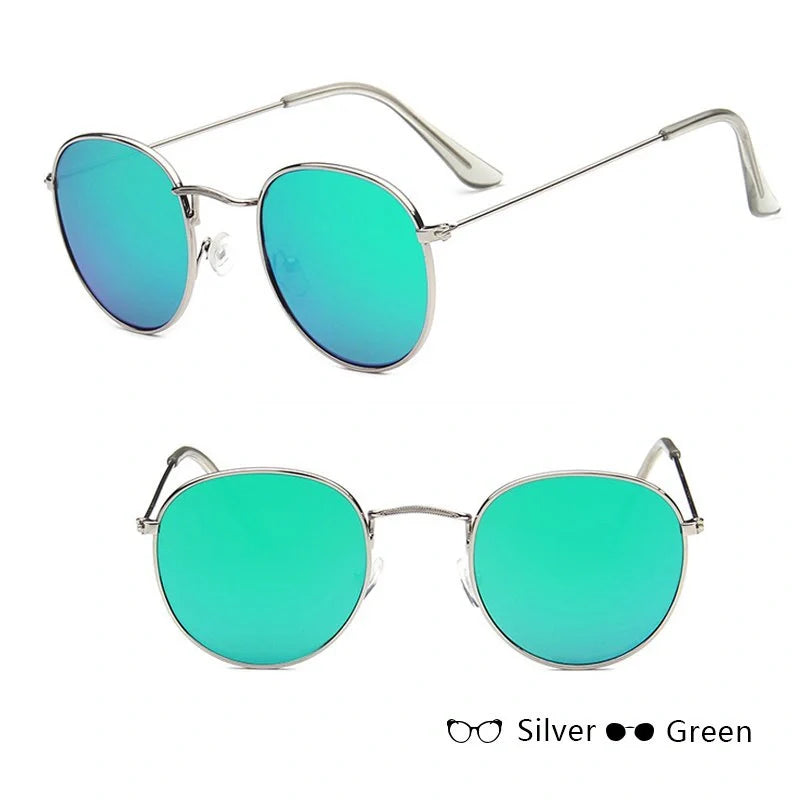 Stylish retro sunglasses for women with metal frame and glass lenses