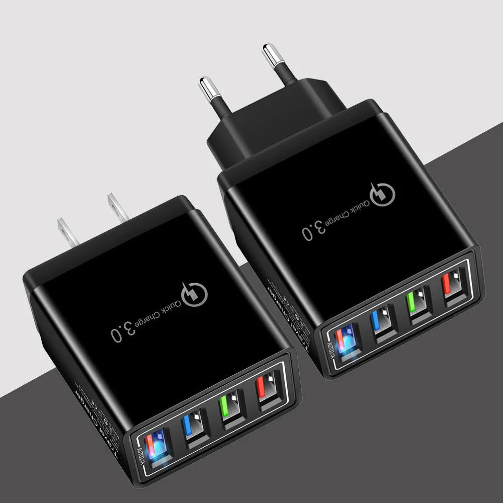 Powerful 4-Port USB Wall Charger with Quick Charge 3.0 for Phones and Tablets