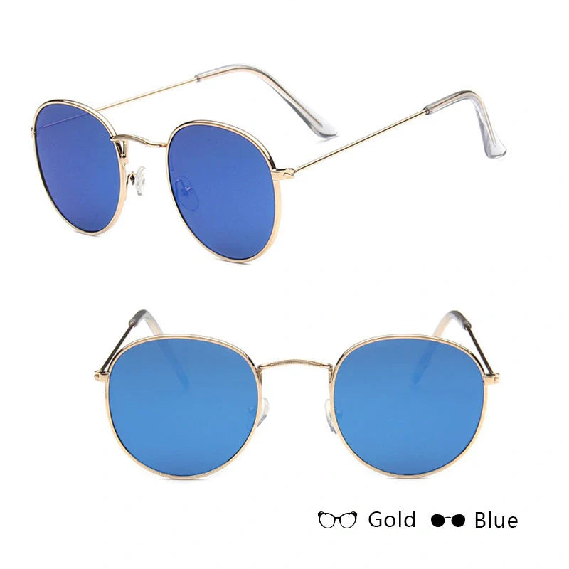 Stylish retro sunglasses for women with metal frame and glass lenses